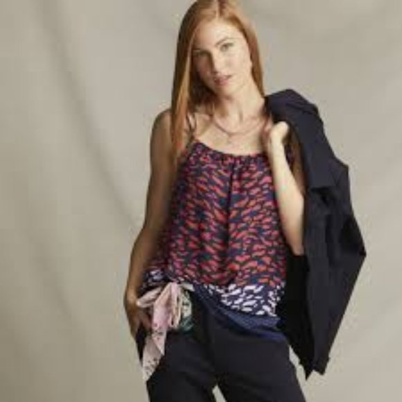 CAbi Tops - 🌕CAbi-Woman Smooch Cami-Size XS-Blue/Red Pattern-Spaghetti Strap-Style #5548